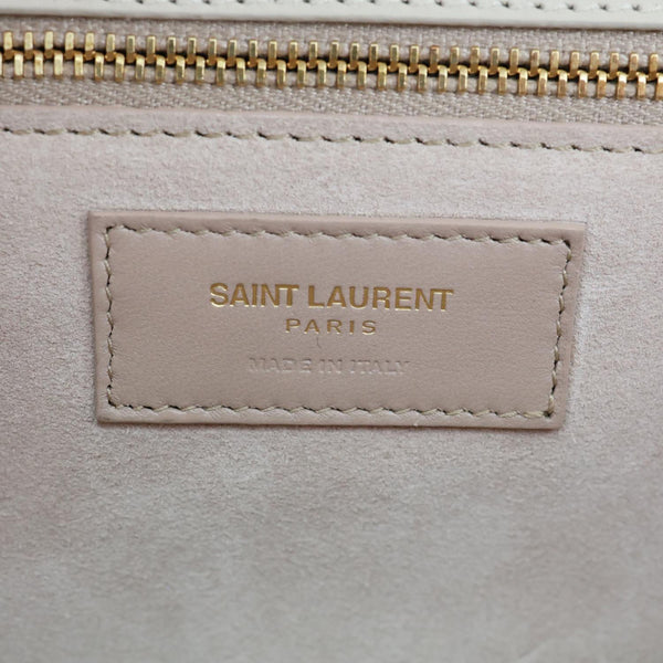 YVES SAINT LAURENT Le Carre Calfskin Leather Satchel Bag White