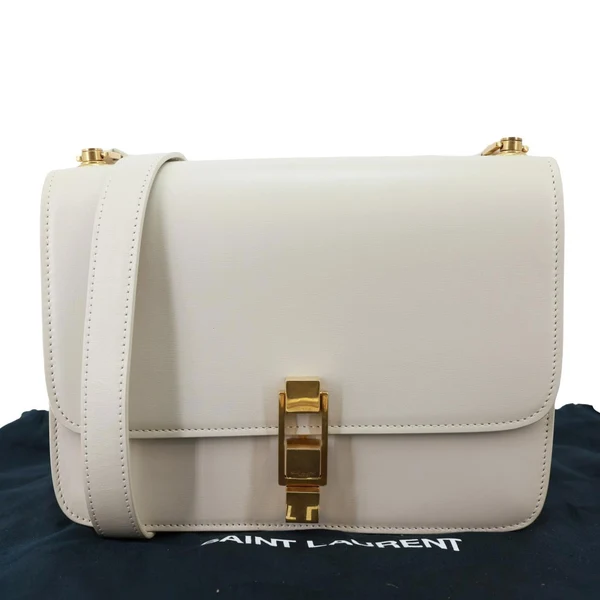 YVES SAINT LAURENT Le Carre Calfskin Leather Satchel Bag White