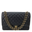 CHANEL Classic Double Flap Large Quilted  Caviar Leather Shoulder Bag Black