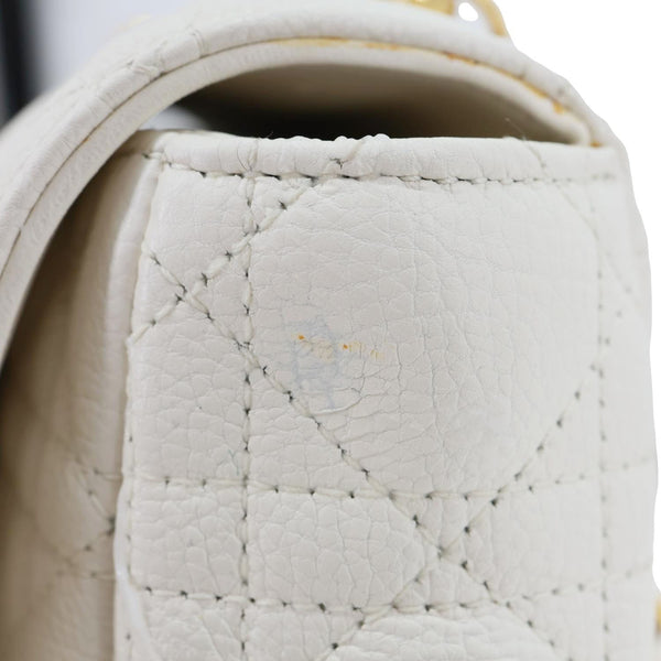 CHRISTIAN DIOR Dior Caro Cannage Calfskin Leather Crossbody Bag White