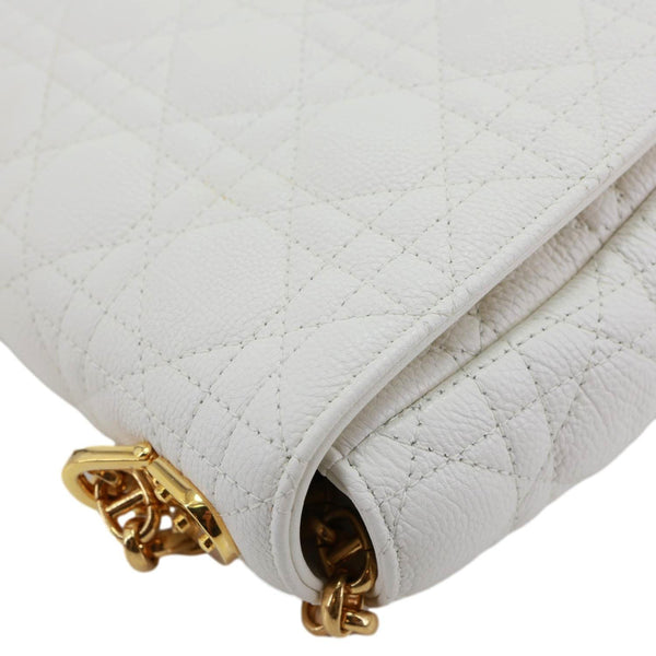 CHRISTIAN DIOR Dior Caro Cannage Calfskin Leather Crossbody Bag White