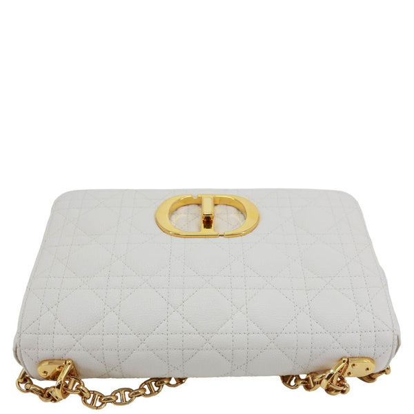 CHRISTIAN DIOR Dior Caro Cannage Calfskin Leather Crossbody Bag White
