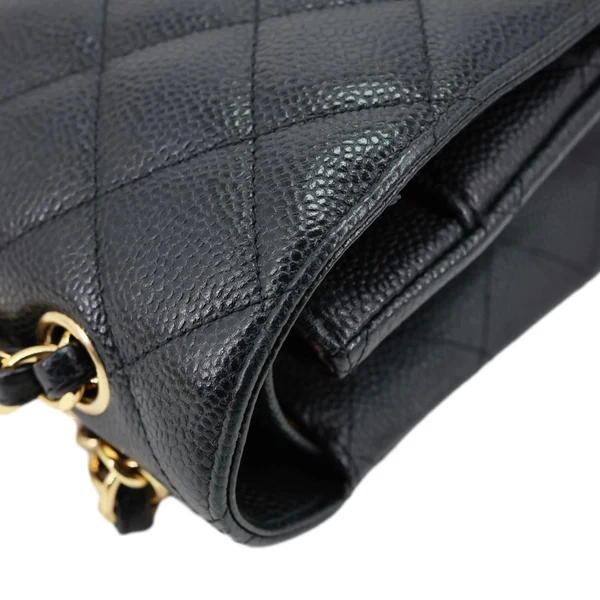 CHANEL Classic Double Flap Large Quilted  Caviar Leather Shoulder Bag Black