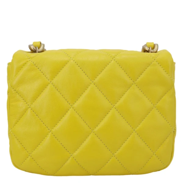 CHANEL CC Flap Candy Chain Mini Quilted Lambskin Leather Crossbody Bag Yellow