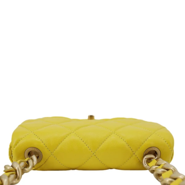 CHANEL CC Flap Candy Chain Mini Quilted Lambskin Leather Crossbody Bag Yellow