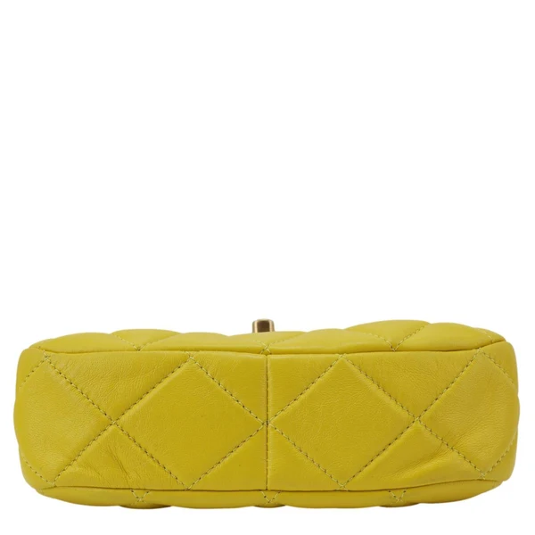 CHANEL CC Flap Candy Chain Mini Quilted Lambskin Leather Crossbody Bag Yellow