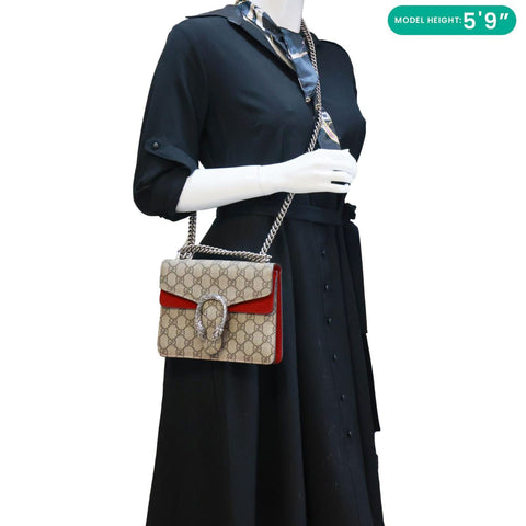 GUCCI Dionysus Mini GG Supreme Canvas Crossbody Bag Beige 421970