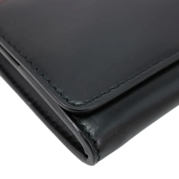 CELINE Logo Flap Large Leather Bifold Wallet Black