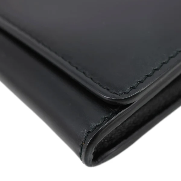 CELINE Logo Flap Large Leather Bifold Wallet Black