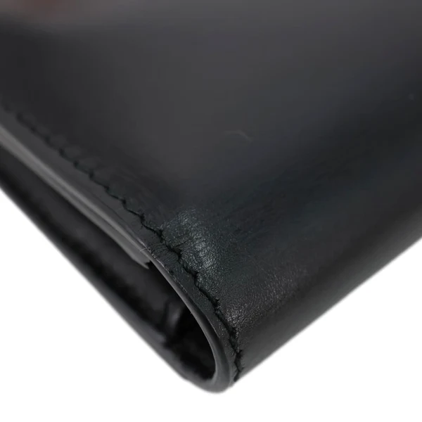 CELINE Logo Flap Large Leather Bifold Wallet Black