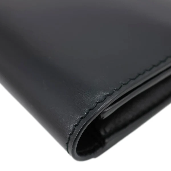 CELINE Logo Flap Large Leather Bifold Wallet Black