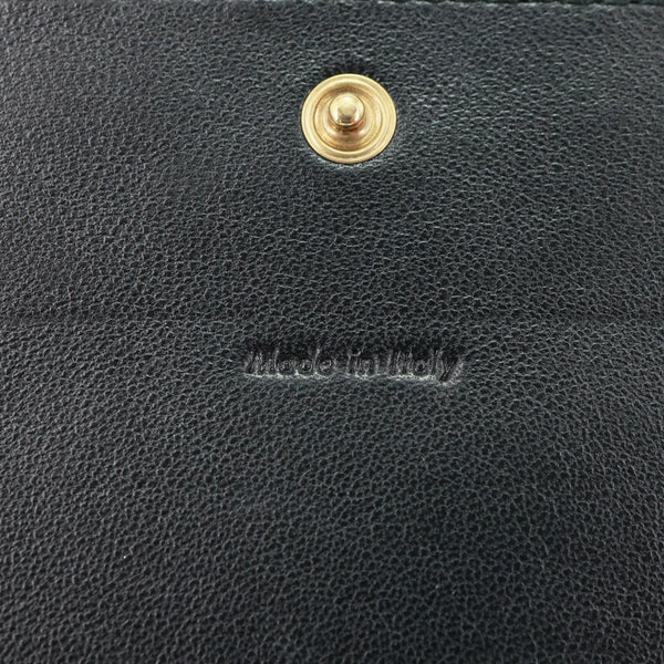 CELINE Logo Flap Large Leather Bifold Wallet Black