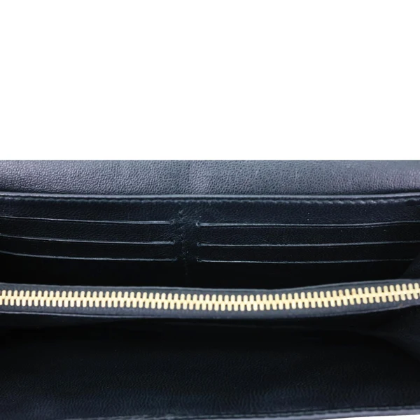 CELINE Logo Flap Large Leather Bifold Wallet Black