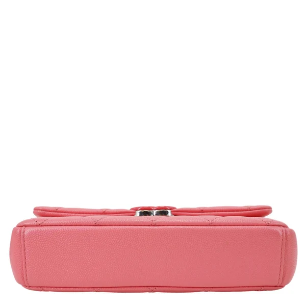 CHANEL My Everything Flap Small Quilted Caviar Leather Shoulder Bag Pink
