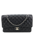 CHANEL Classic Double Flap Medium Quilted Caviar Leather Shoulder Bag Black