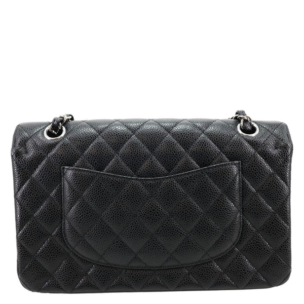 CHANEL Classic Double Flap Medium Quilted Caviar Leather Shoulder Bag Black