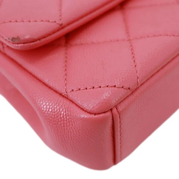 CHANEL My Everything Flap Small Quilted Caviar Leather Shoulder Bag Pink
