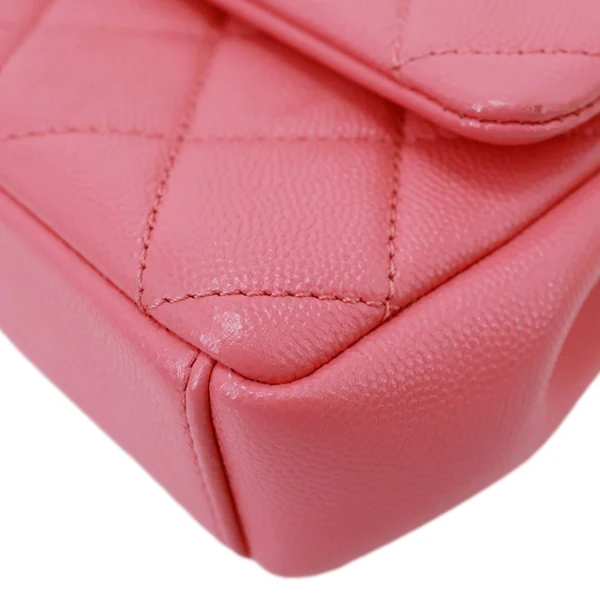CHANEL My Everything Flap Small Quilted Caviar Leather Shoulder Bag Pink