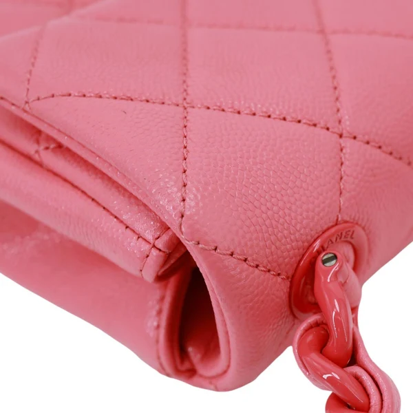 CHANEL My Everything Flap Small Quilted Caviar Leather Shoulder Bag Pink