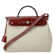 HERMES Herbag Zip Retourne 31 Toile Canvas Shoulder Bag White
