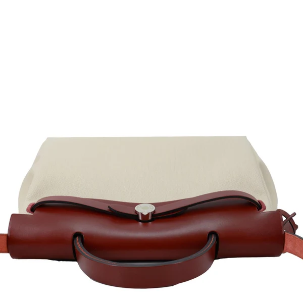HERMES Herbag Zip Retourne 31 Toile Canvas Shoulder Bag White