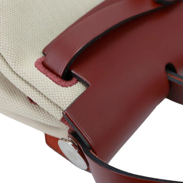 HERMES Herbag Zip Retourne 31 Toile Canvas Shoulder Bag White