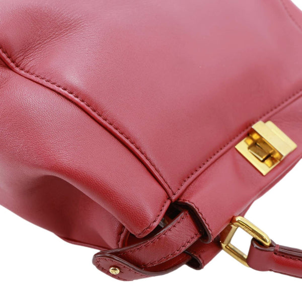 FENDI Peekaboo Nappa Leather Top Handle Crossbody Bag Red