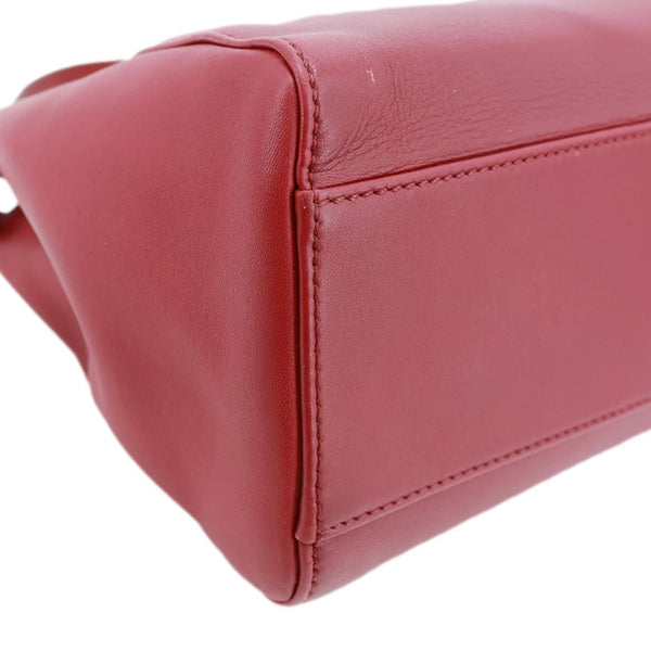 FENDI Peekaboo Nappa Leather Top Handle Crossbody Bag Red