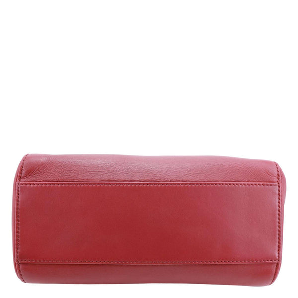 FENDI Peekaboo Nappa Leather Top Handle Crossbody Bag Red