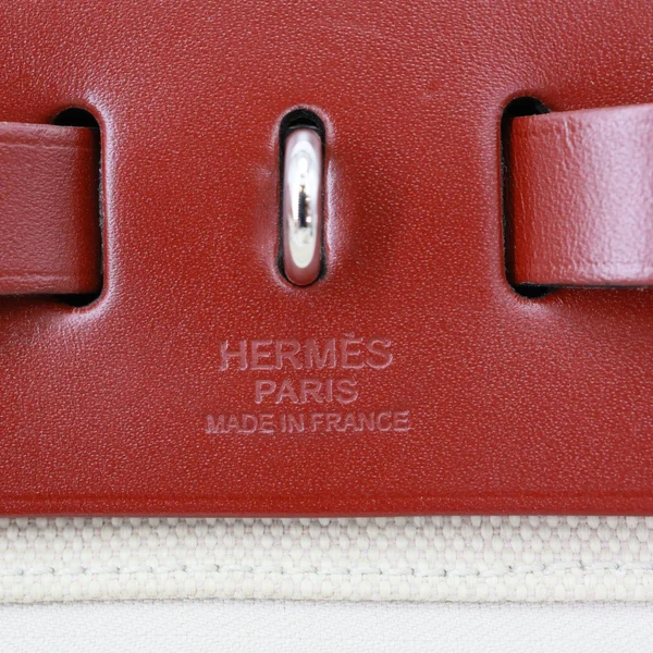 HERMES Herbag Zip Retourne 31 Toile Canvas Shoulder Bag White