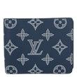 LOUIS VUITTON Porte Feuille Multiple Monogram Shadow Leather Wallet Navy Blue