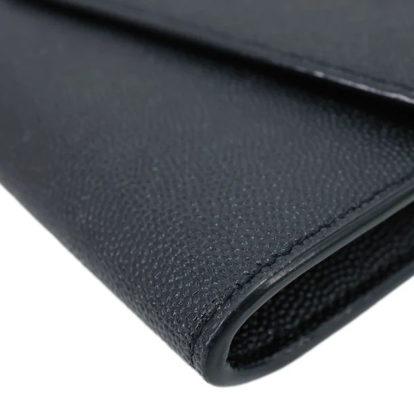 YVES SAINT LAURENT Uptown Envelope Grain De Poudre Leather Crossbody Chain Wallet Black