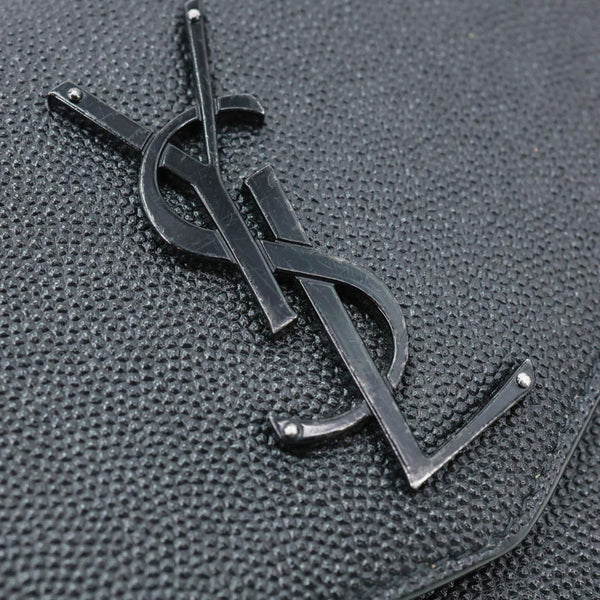 YVES SAINT LAURENT Uptown Envelope Grain De Poudre Leather Crossbody Chain Wallet Black