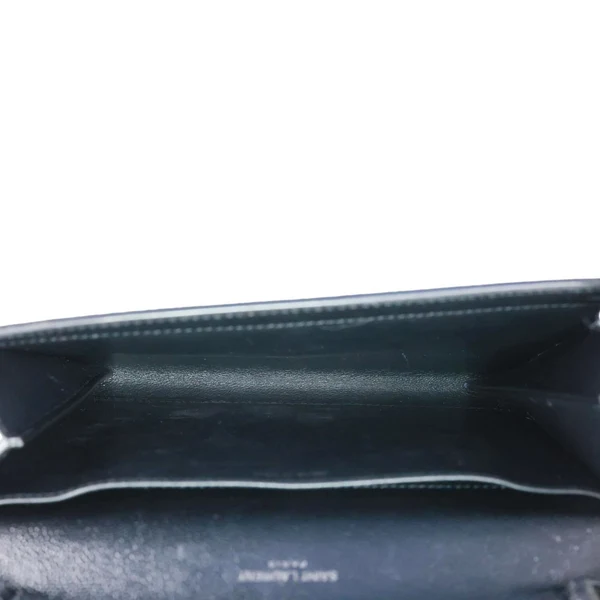 YVES SAINT LAURENT Uptown Envelope Grain De Poudre Leather Crossbody Chain Wallet Black