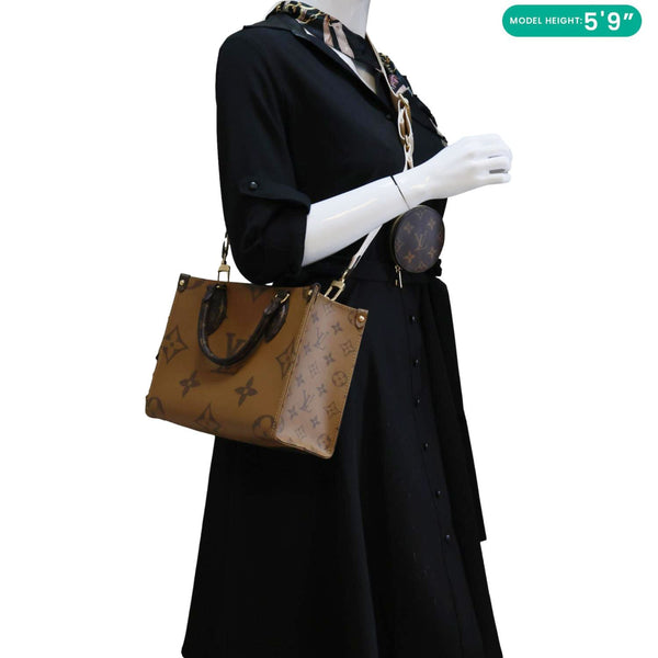 LOUIS VUITTON Onthego PM Giant Monogram Reverse Canvas Shoulder Bag Brown