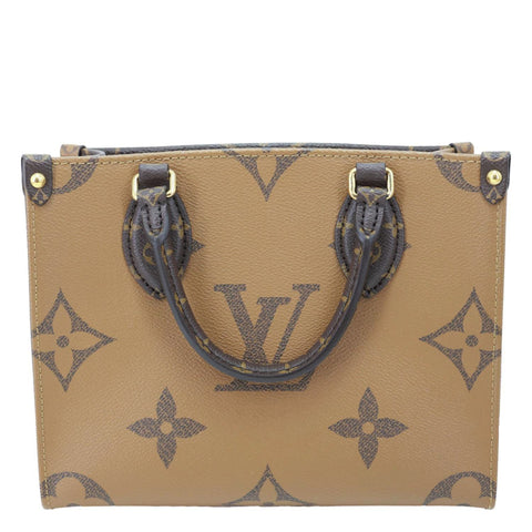 LOUIS VUITTON Onthego PM Giant Monogram Reverse Canvas Shoulder Bag Brown