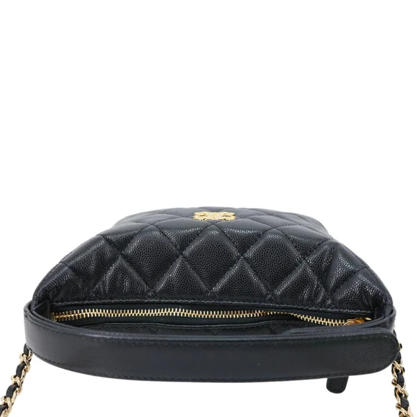 CHANEL CC Caviar Leather Clutch with Chain Hobo Bag Black