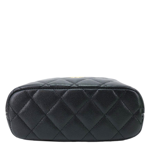 CHANEL CC Caviar Leather Clutch with Chain Hobo Bag Black