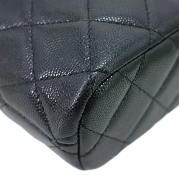 CHANEL CC Caviar Leather Clutch with Chain Hobo Bag Black
