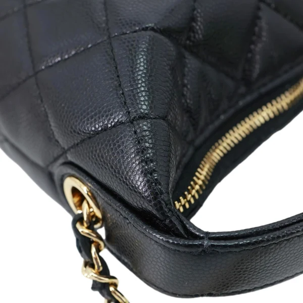 CHANEL CC Caviar Leather Clutch with Chain Hobo Bag Black