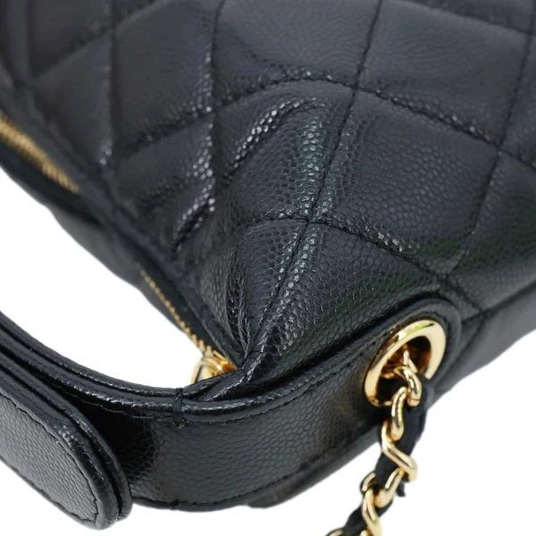 CHANEL CC Caviar Leather Clutch with Chain Hobo Bag Black