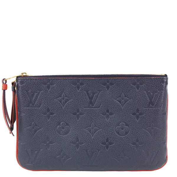 LOUIS VUITTON Double Zip Pochette Monogram Empreinte Crossbody Bag Navy Blue