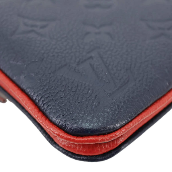 LOUIS VUITTON Double Zip Pochette Monogram Empreinte Crossbody Bag Navy Blue