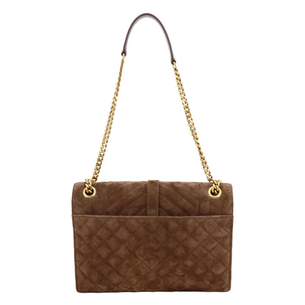 YVES SAINT LAURENT Envelope Medium Matelasse Suede Crossbody Bag Brown