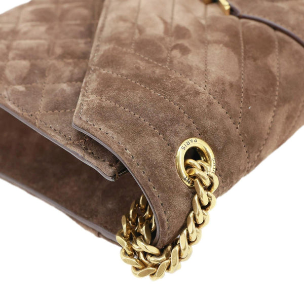 YVES SAINT LAURENT Envelope Medium Matelasse Suede Crossbody Bag Brown