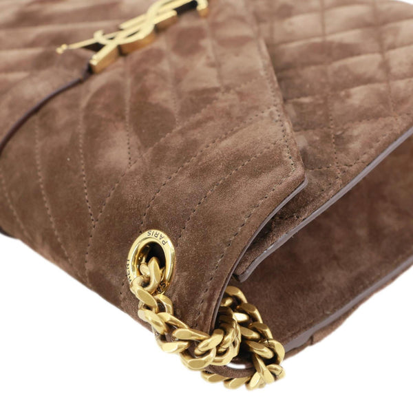YVES SAINT LAURENT Envelope Medium Matelasse Suede Crossbody Bag Brown