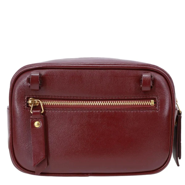 YVES SAINT LAURENT Lou Calfskin Leather Crossbody Belt Bag Burgundy