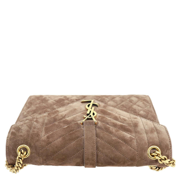 YVES SAINT LAURENT Envelope Medium Matelasse Suede Crossbody Bag Brown