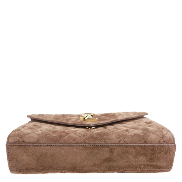 YVES SAINT LAURENT Envelope Medium Matelasse Suede Crossbody Bag Brown
