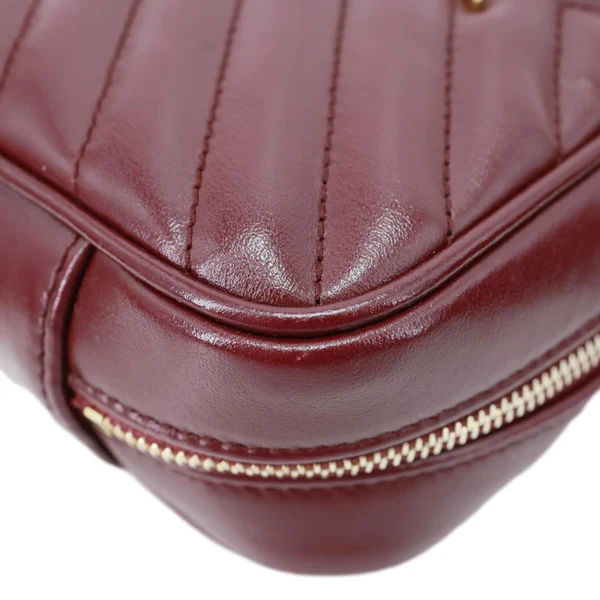 YVES SAINT LAURENT Lou Calfskin Leather Crossbody Belt Bag Burgundy